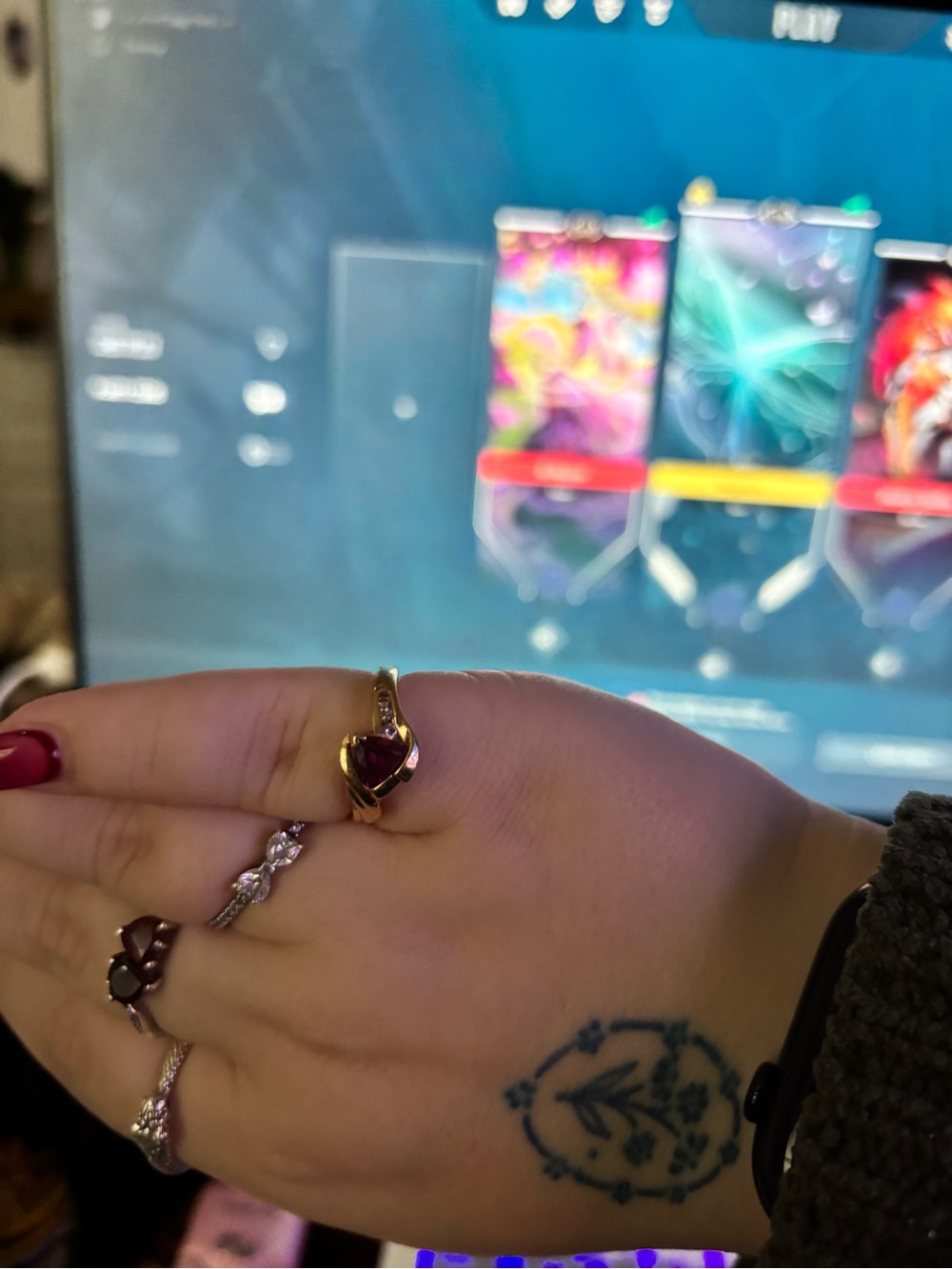 Gold and Garnet Ring - Fashion Statement Ring